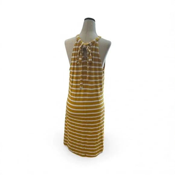 Market & Spruce Mustard and White Striped Midi Dress - Picture 3 of 3